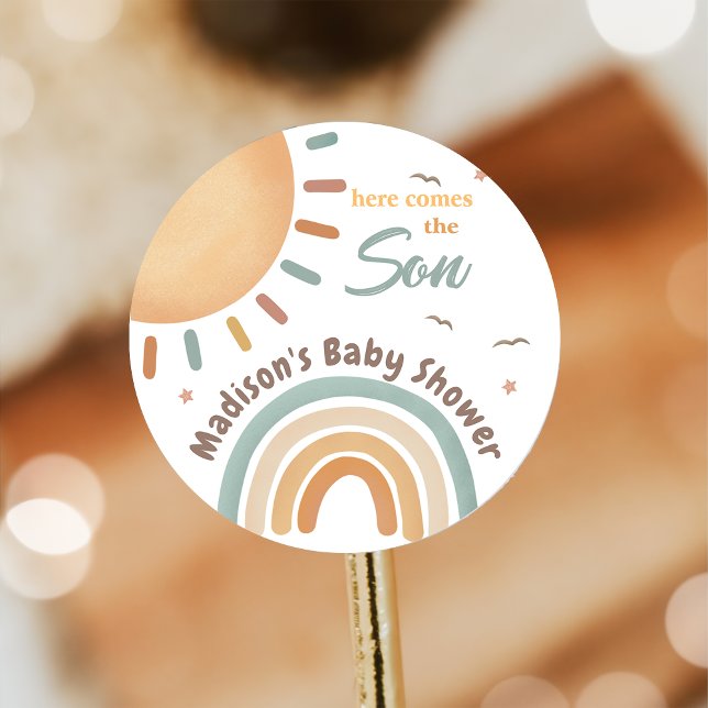 Here Comes the Son Sunshine Baby Shower Sticker (Creator Uploaded)