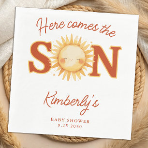 Here Comes The Son Sunshine Boho Cute Baby Shower Napkin