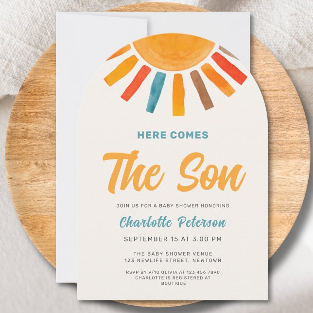 Here Comes the Son Sunshine Boy Baby Shower Arch Invitation (Creator Uploaded)
