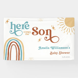 Here Comes the Son Sunshine Boy Baby Shower Banner