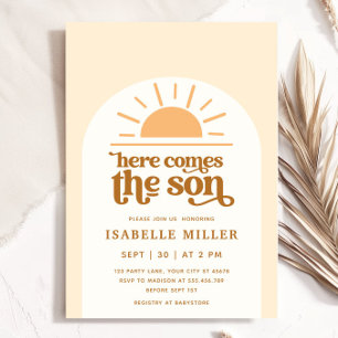 Here Comes the Son Sunshine Boy Baby Shower Invitation