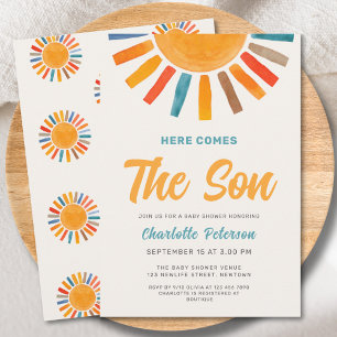 Here Comes the Son Sunshine Boy Baby Shower Invitation