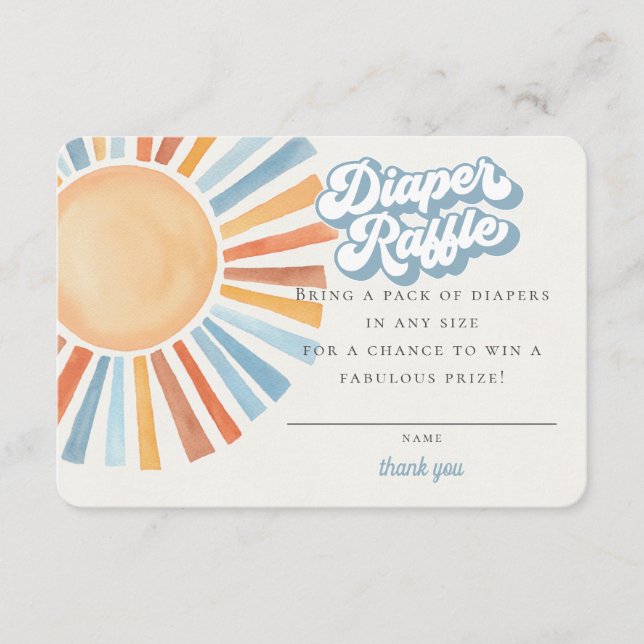 Here Comes the Son Sunshine Boy Diaper Raffle Card (Front)