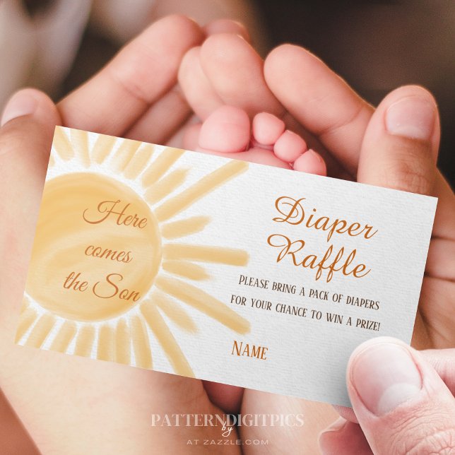 Here Comes the Son Sunshine Diaper Raffle Shower Enclosure Card (Creator Uploaded)