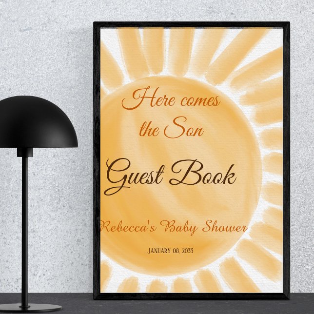 Here Comes the Son Sunshine Ray Guest Baby Shower Poster (Creator Uploaded)