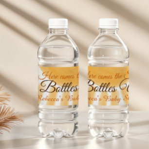 Here Comes the Son Sunshine Yellow Ray Baby Shower Water Bottle Label