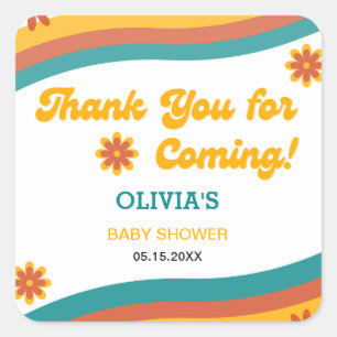 Here Comes the Son Thank You Baby Shower  Square Sticker