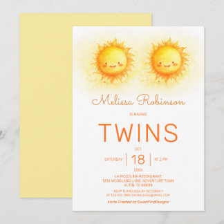 Here Comes The Son Twins Baby Shower Invitation
