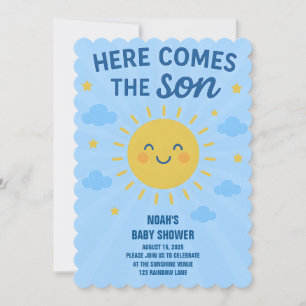 "Here comes the son" Vertical Invitation Card