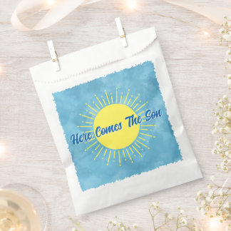 Here Comes The Son Watercolor Baby Shower Custom  Favour Bags