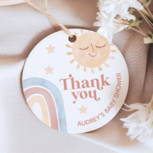 Here Comes the Son Watercolor Boho Baby Shower Favour Tags