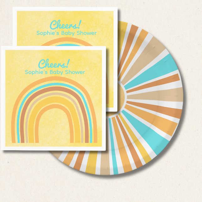 Here Comes The Son, Yellow Retro Rainbow Napkin (Creator Uploaded)