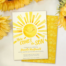 Here comes the son yellow sun whimsy baby shower