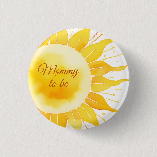 Here Comes the Son Yellow Sunshine Baby Shower 3 Cm Round Badge (Front)
