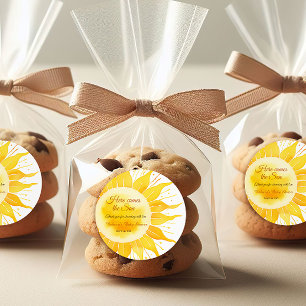 Here Comes the Son Yellow Sunshine Baby Shower Classic Round Sticker