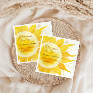 Here Comes the Son Yellow Sunshine Baby Shower Napkin