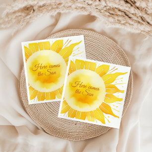 Here Comes the Son Yellow Sunshine Baby Shower Napkin