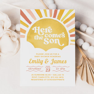 Here Comes The Son You Are My Sunshine Baby Shower Invitation