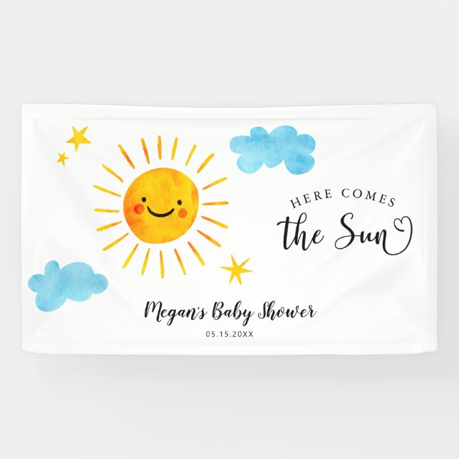 Here Comes The Sun Baby Shower Banner (Horizontal)