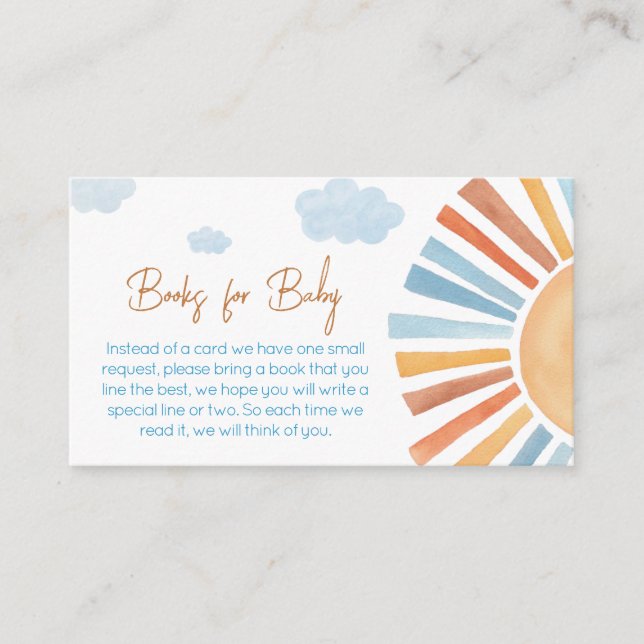 Here Comes The Sun Baby Shower Books for Baby Enclosure Card (Front)