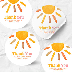 Here comes the Sun Baby Shower Classic Round Sticker
