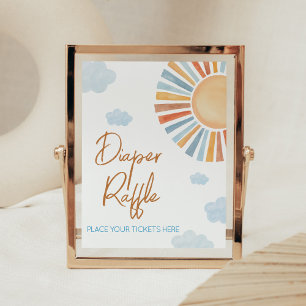 Here Comes The Sun Baby Shower Diaper Raffle Poster