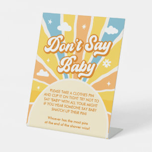 Here Comes the Sun Baby Shower Don't Say Baby Game Pedestal Sign