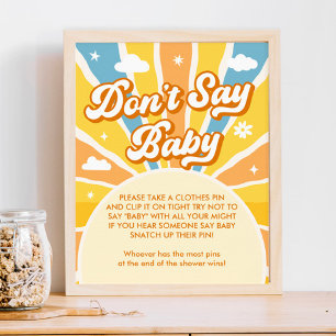 Here Comes the Sun Baby Shower Don't Say Baby Game Poster