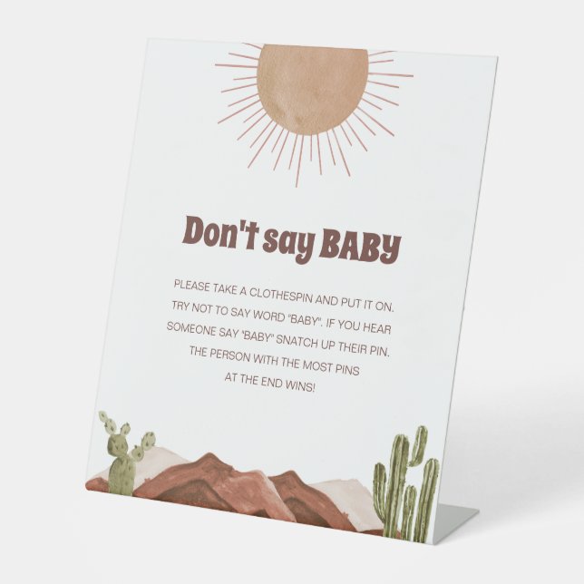 Here comes the sun Baby Shower Game Don't say baby Pedestal Sign (Front)