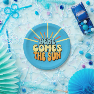 Here comes the sun Baby Shower Invitation Paper Plate
