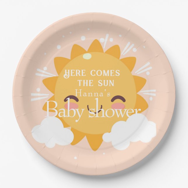 Here comes the sun   baby shower  paper plate (Front)