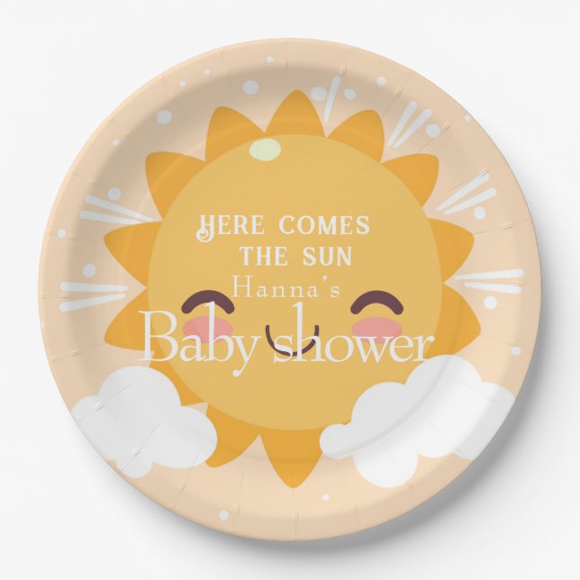 Here comes the sun   baby shower  paper plate (Front)