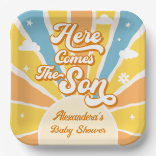Here Comes the Sun Baby Shower Paper Plate
