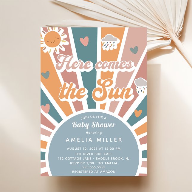  Here Comes The Sun Baby Shower Rainbow Invitation (Creator Uploaded)