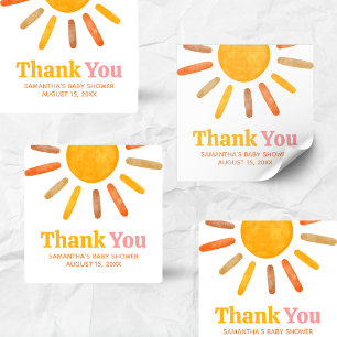 Here comes the Sun Baby Shower Square Sticker