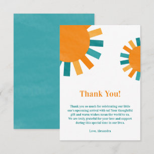Here Comes The Sun Baby Shower Thank You Card