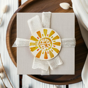 Here Comes The Sun Baby Shower Watercolor Classic Round Sticker