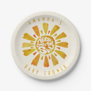 Here comes the sun baby shower welcome paper plate