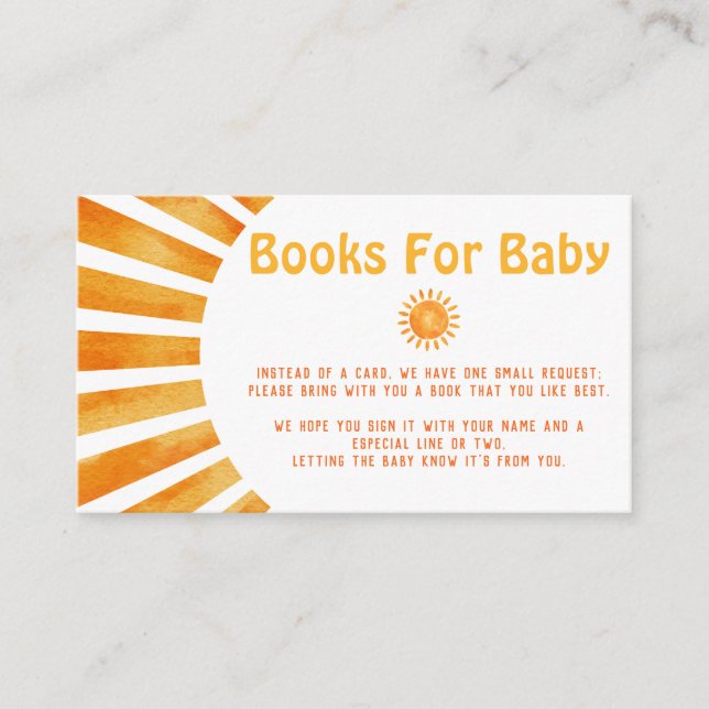 Here Comes The Sun Boho Baby Shower Book Request Enclosure Card (Front)
