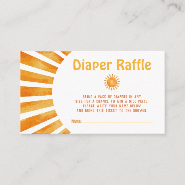 Here Comes The Sun Boho Baby Shower Diaper Raffle  Enclosure Card (Front)