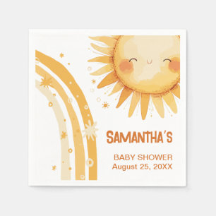 Here comes the Sun boho baby shower Enclosure Card Napkin