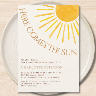 Here Comes The Sun Boho Baby Shower Invitation