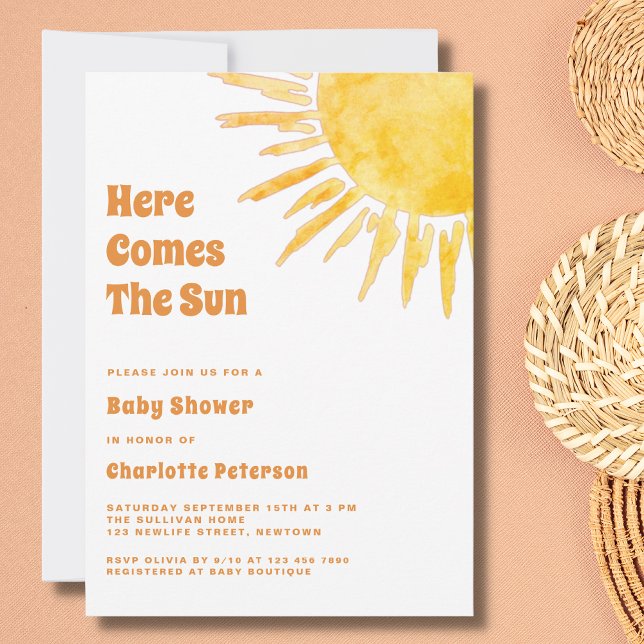 Here Comes The Sun Boho Baby Shower Invitation (Creator Uploaded)