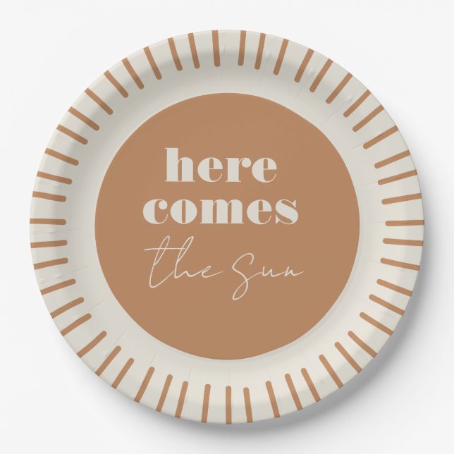 Here Comes the Sun Boho Baby Shower | Paper Plates (Front)