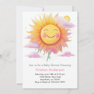 Here Comes the Sun Boho Girl Baby Shower Invitation