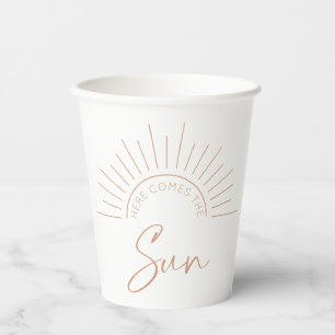 Here Comes The Sun Boho Modern Baby Shower Paper Cups