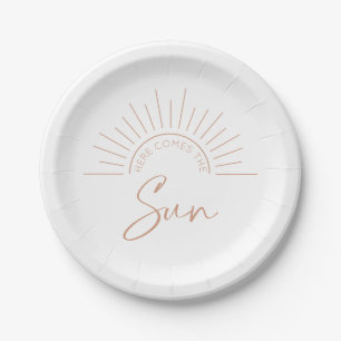 Here Comes the Sun Boho Modern Baby Shower Paper Plate