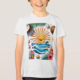 Here Comes the Sun – Boho Summer Vibes Kids Tri-Blend Shirt