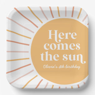 Here Comes the Sun Boho Sunshine birthday Paper Plate