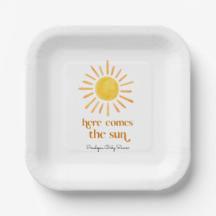 Here Comes the Sun Boy Baby Shower Paper Plate